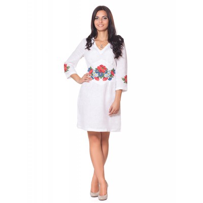 Embroidered dress "Flower Universe" white